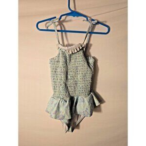 RuffleButts Boutique Swimsuit Girls Size 5 Bathing Suit One Piece Blue Pattern